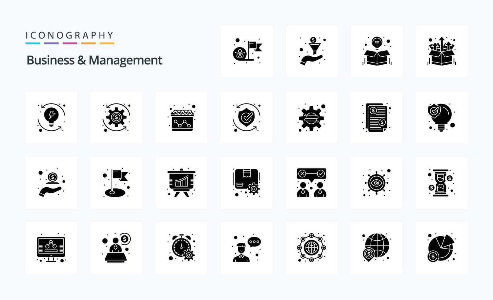 25 solides Glyphen-Icon-Paket für Geschäft und Management vektor