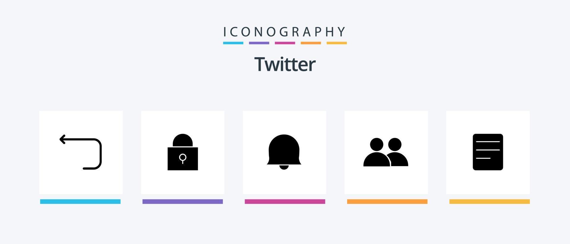 Twitter glyf 5 ikon packa Inklusive . text. tecken. Twitter. användare. kreativ ikoner design vektor