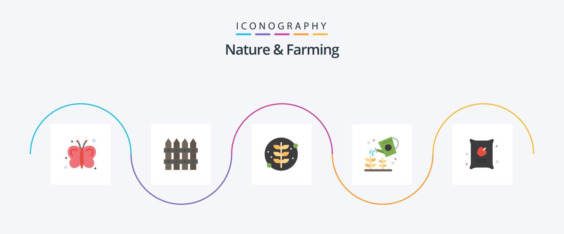 natur och jordbruk platt 5 ikon packa Inklusive mat. sprinkigare. växa. natur. jordbruk vektor