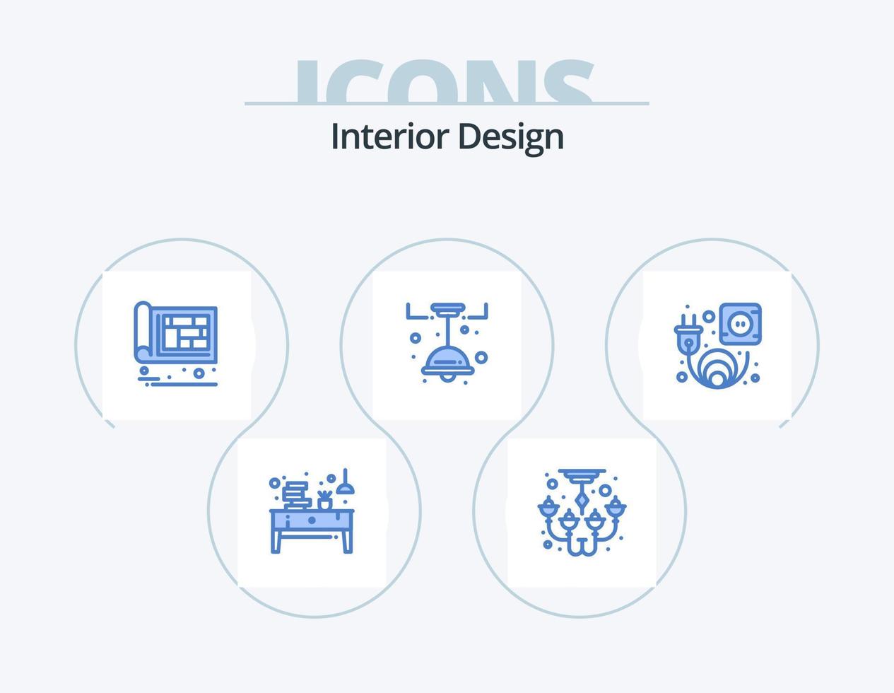 interiör design blå ikon packa 5 ikon design. dekorera. lampa. dekorera. kök. design vektor