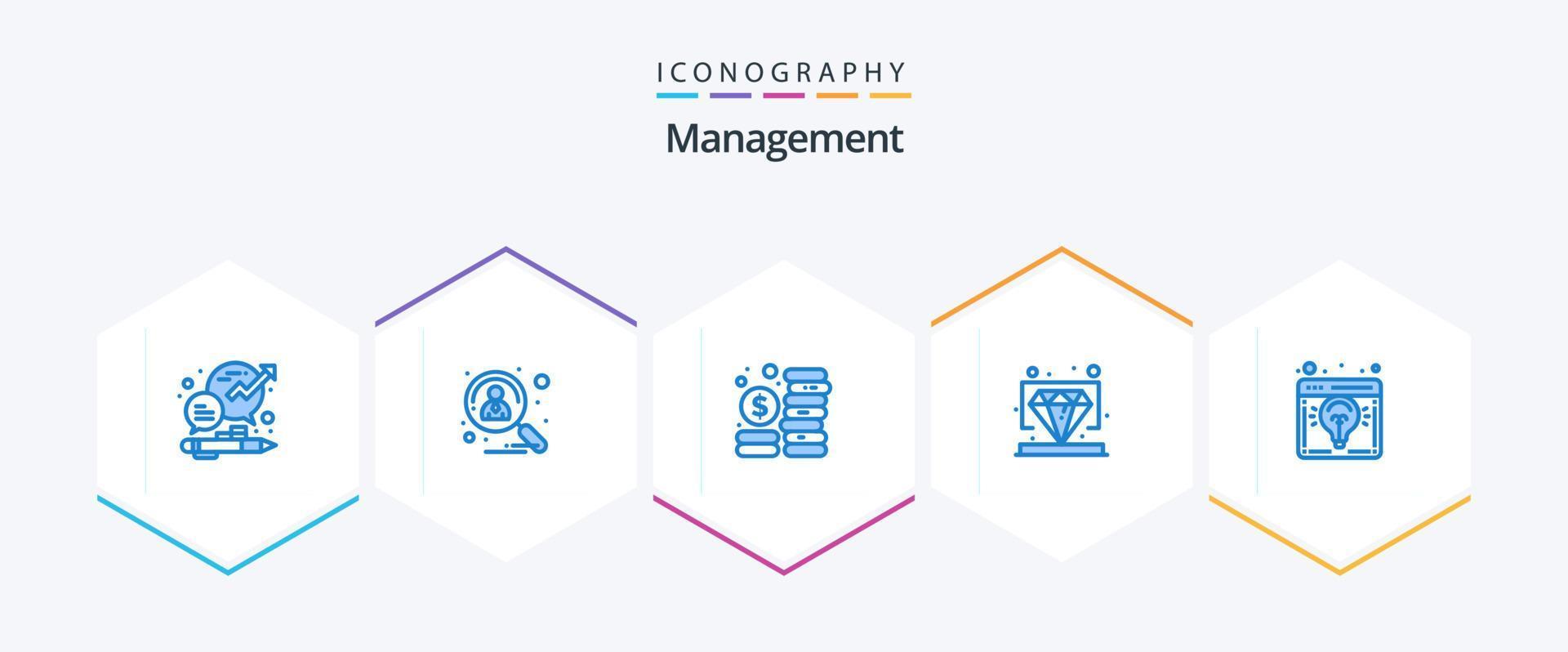 Management 25 Blue Icon Pack inklusive VIP. Prämie. Rekrutierung. Diamant. Investition vektor