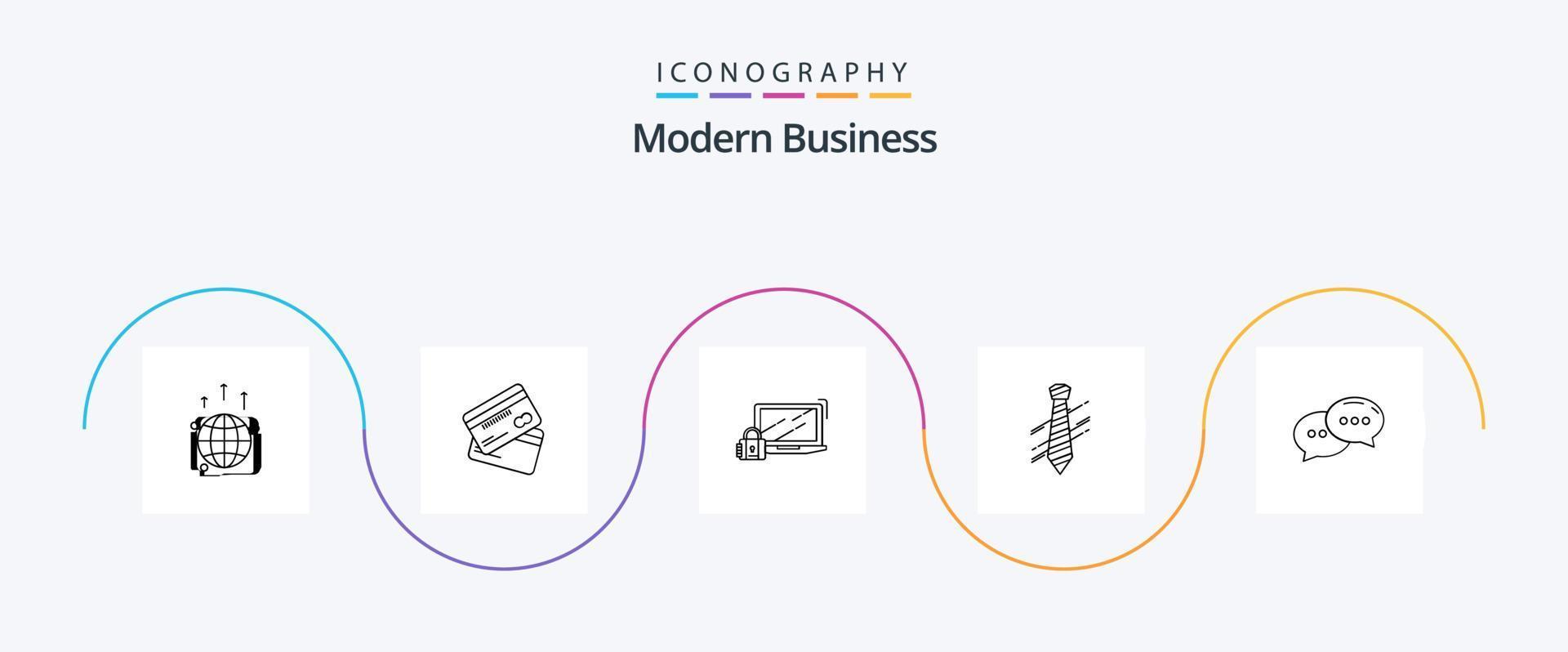 modern företag linje 5 ikon packa Inklusive logga in. säkerhet. kort. hänglås. handla vektor