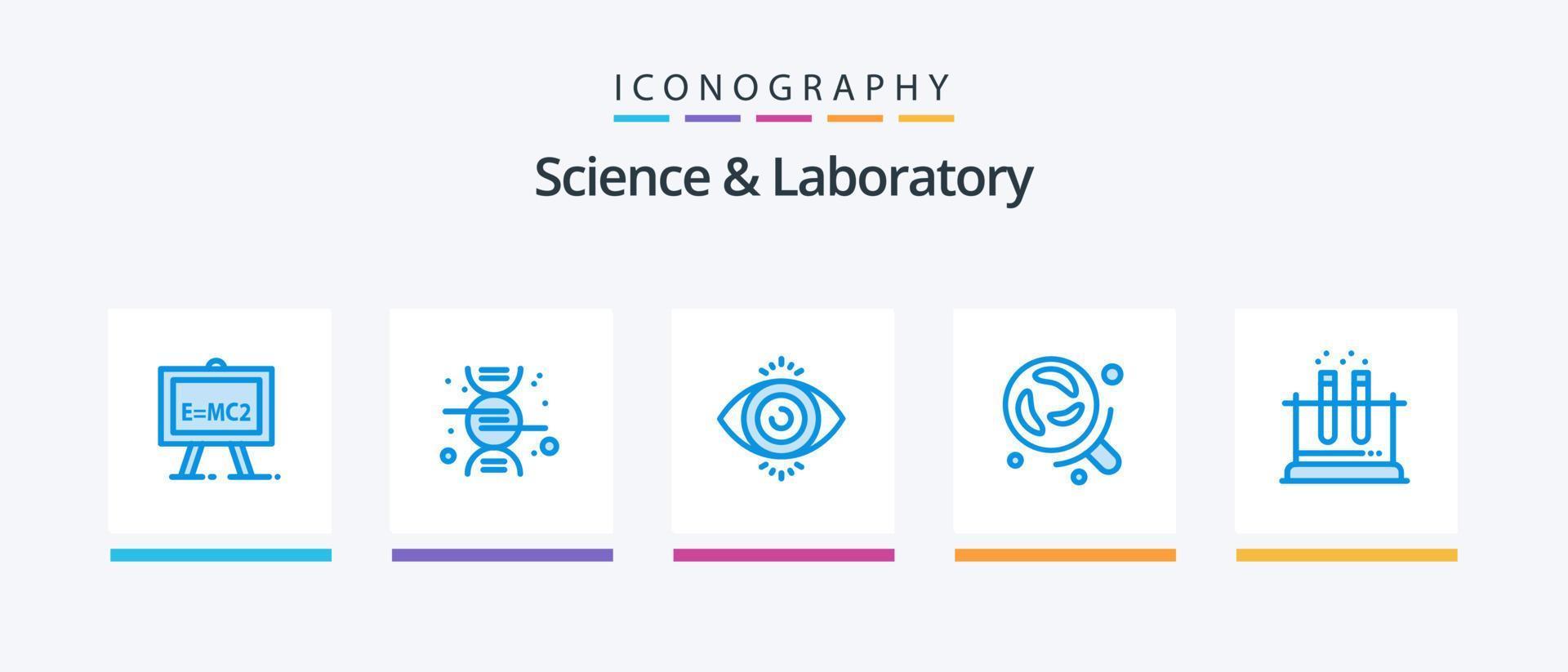 Science Blue 5 Icon Pack inklusive Wissenschaft. prüfen. suchen. Labor. Forschung. kreatives Symboldesign vektor