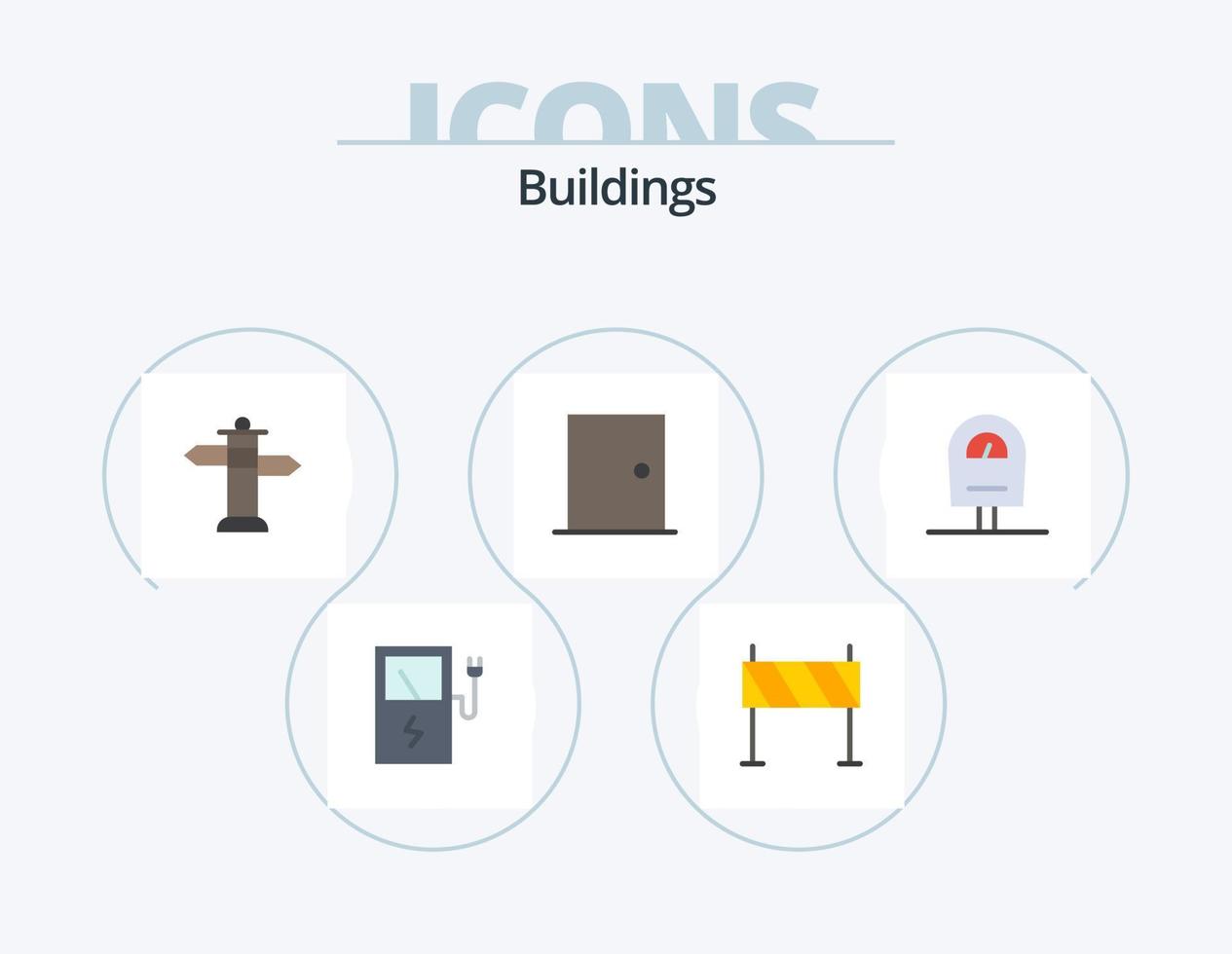 Gebäude flach Icon Pack 5 Icon Design. Meter. Haustür. Navigation. heim. Tür vektor
