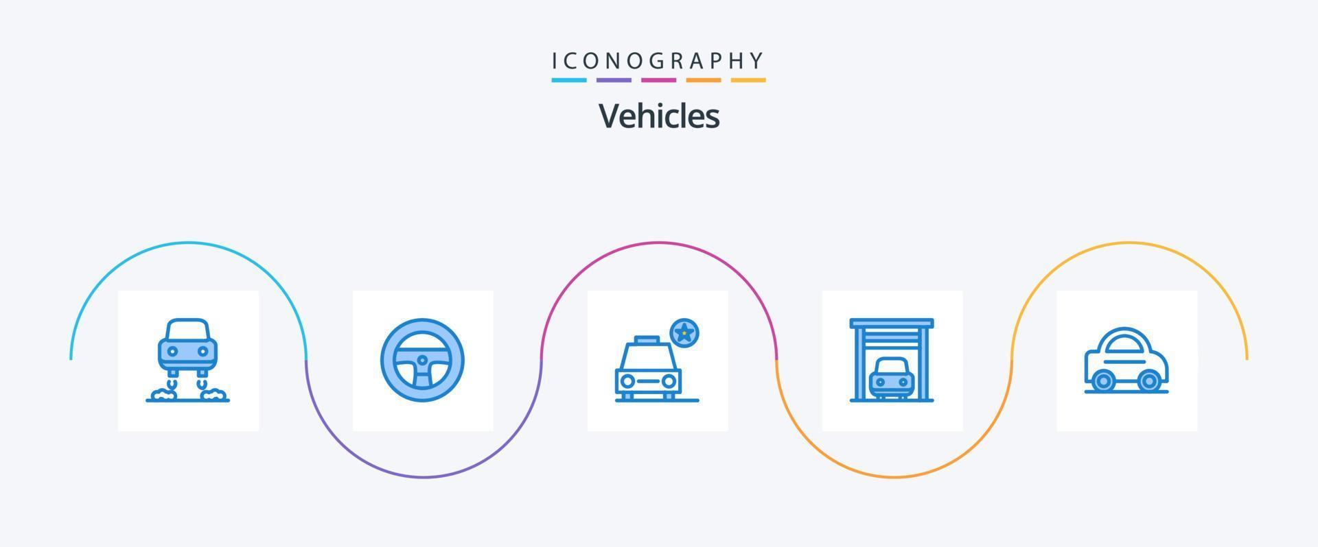 Fahrzeuge blau 5 Icon Pack inklusive . Lieferwagen. Stern. Fahrzeug. Transport vektor