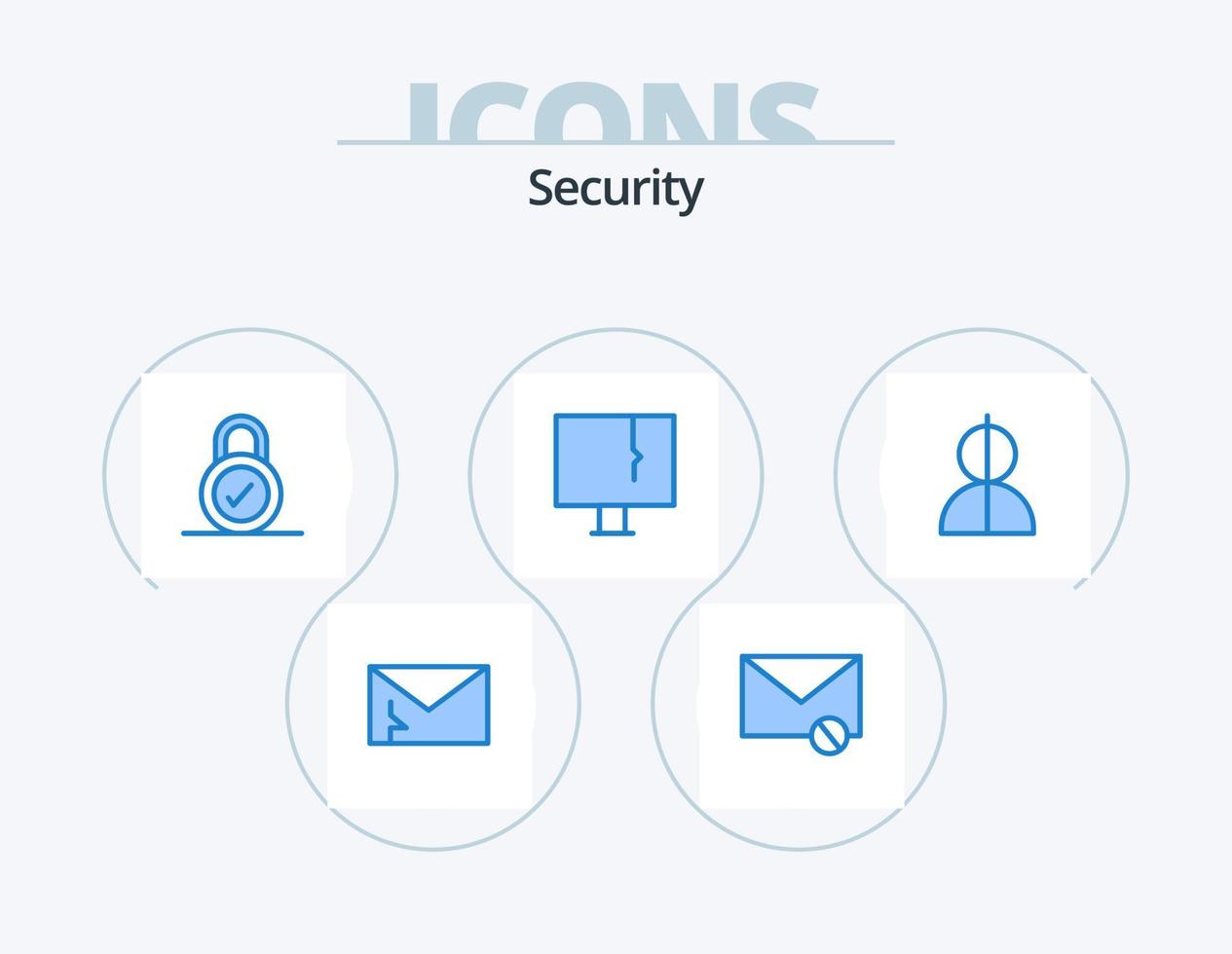 Sicherheit blau Icon Pack 5 Icon Design. Warnung. Stk. SMS. infiziert. Sicherheit vektor