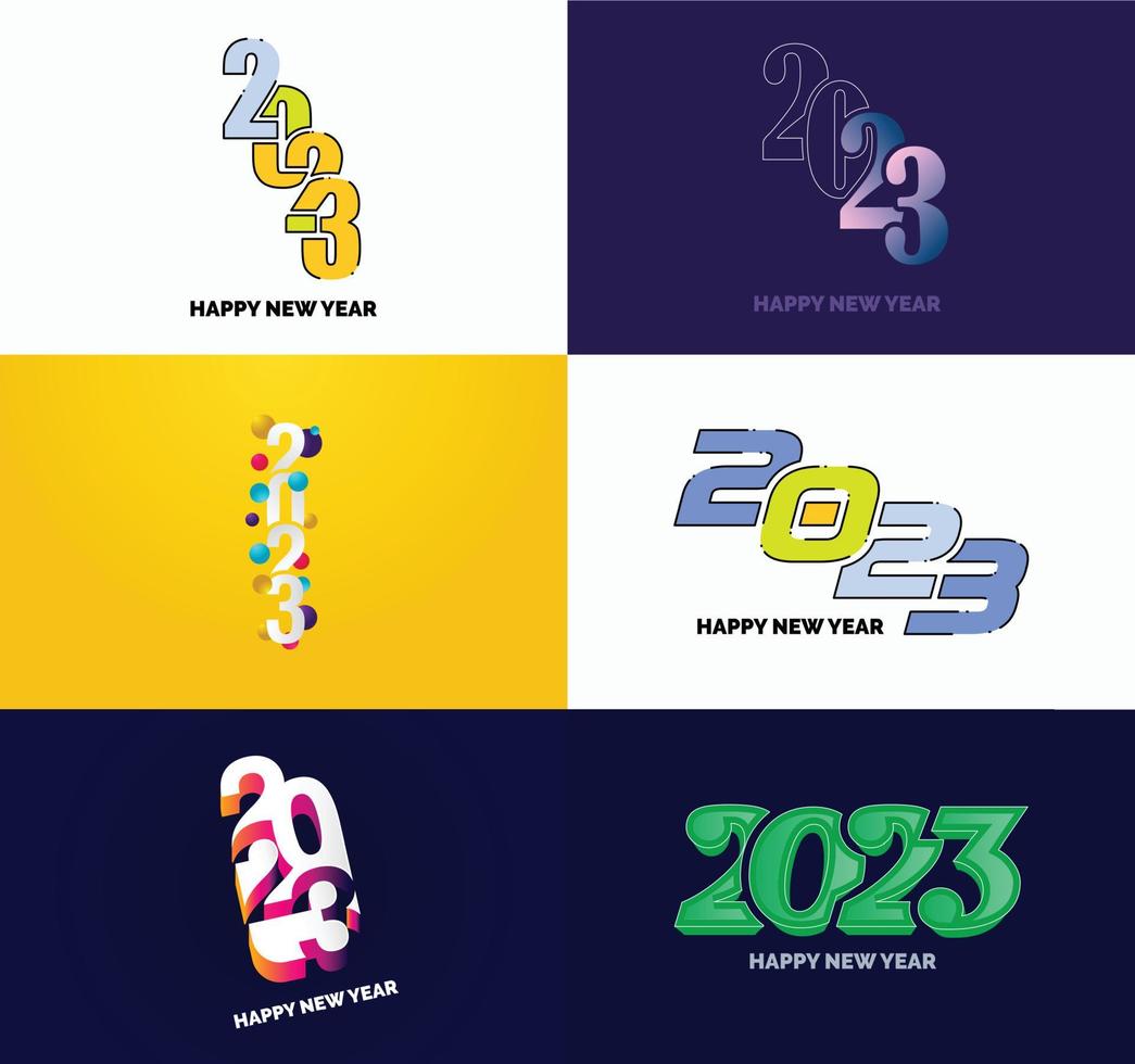 große reihe von 2023 frohes neues jahr logo text design 2023 zahlenentwurfsvorlage vektor