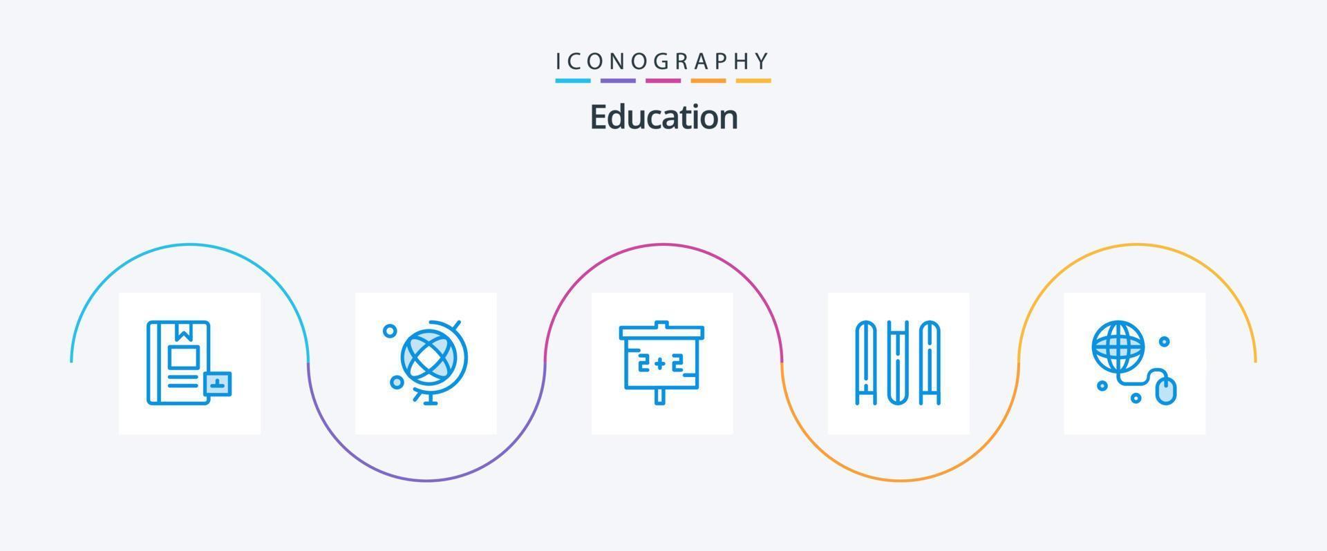 Bildung blau 5 Icon Pack inklusive Bildung. Dateien. Ausbildung. vektor