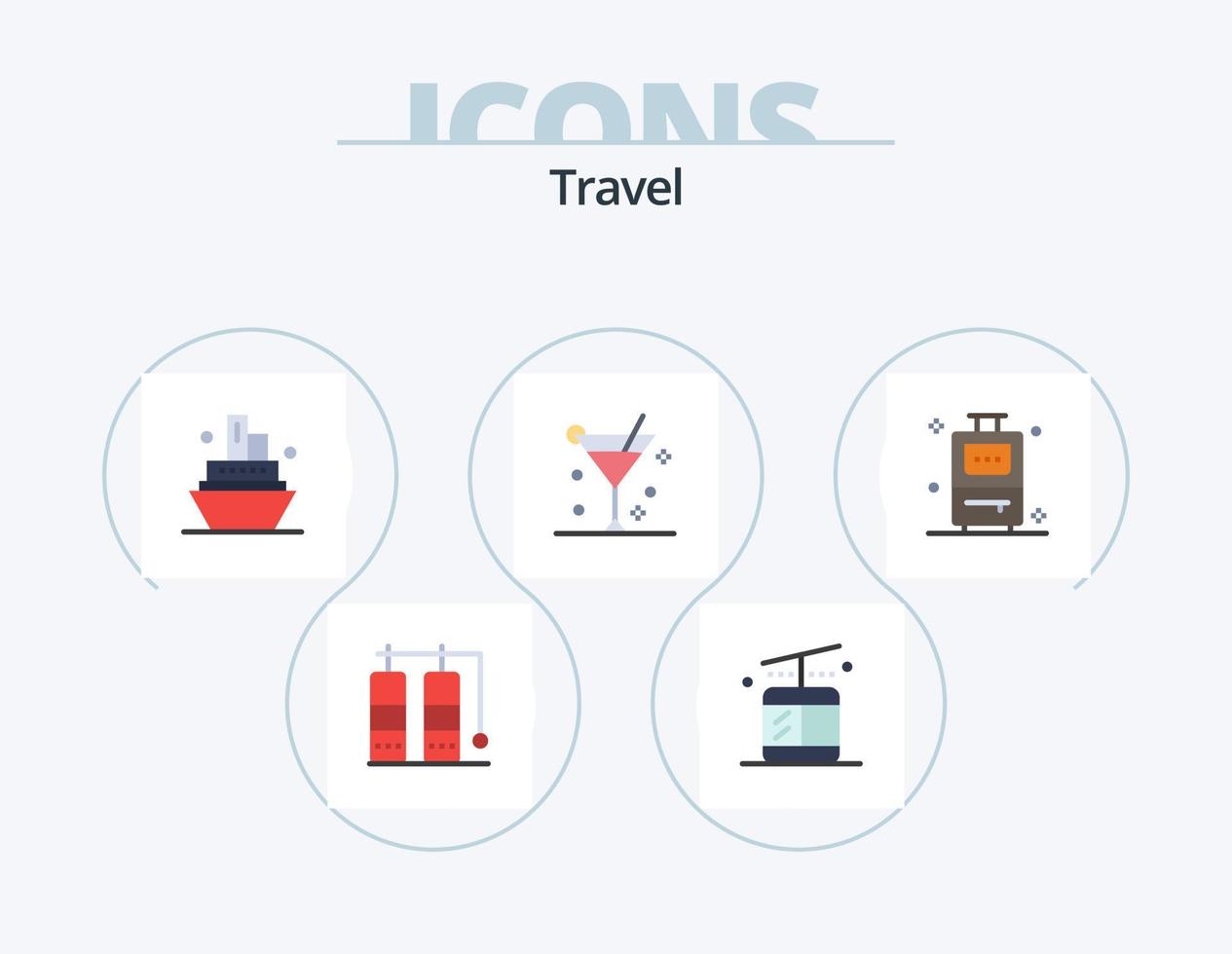 Reisen flach Icon Pack 5 Icon Design. . Urlaub. reisen. reisen. Sommer vektor