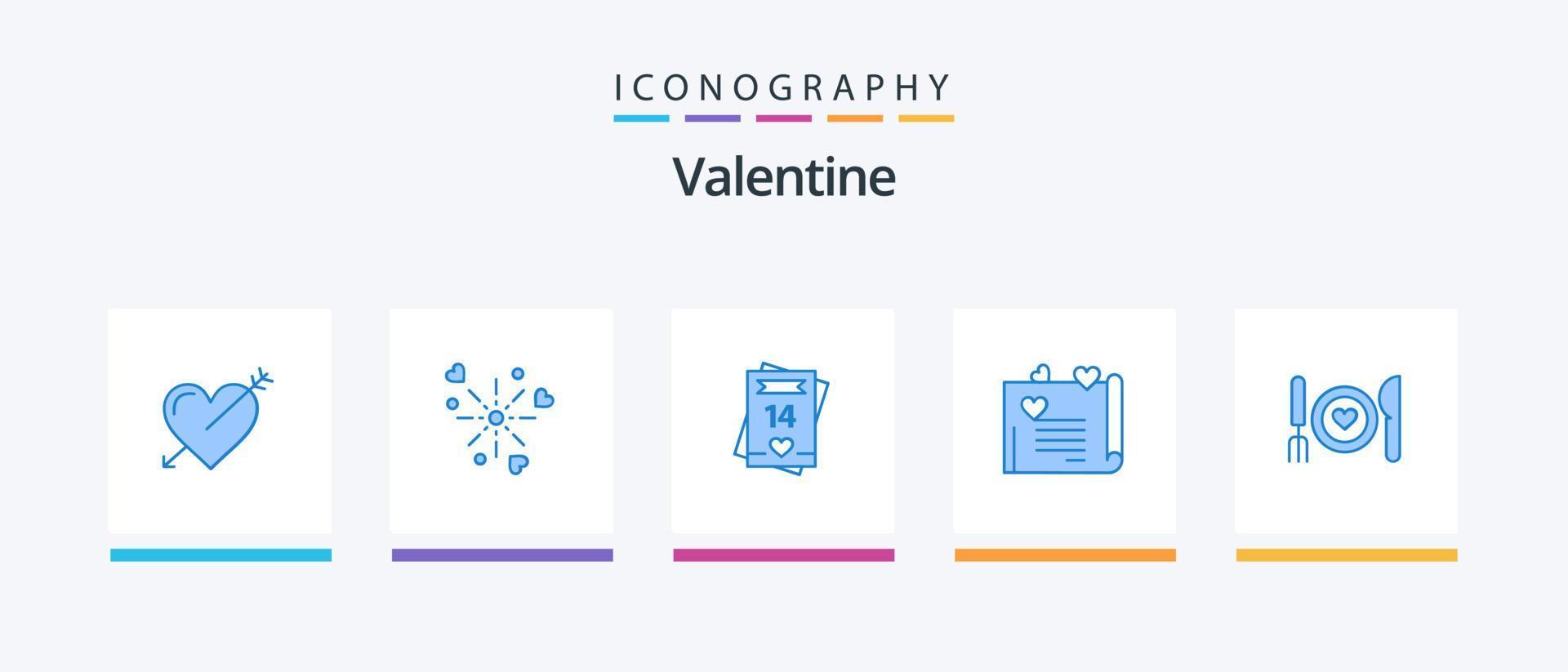 Valentine Blue 5 Icon Pack inklusive Liebe. Hochzeitskarte. Liebe. Liebesbrief. Liebe. kreatives Symboldesign vektor