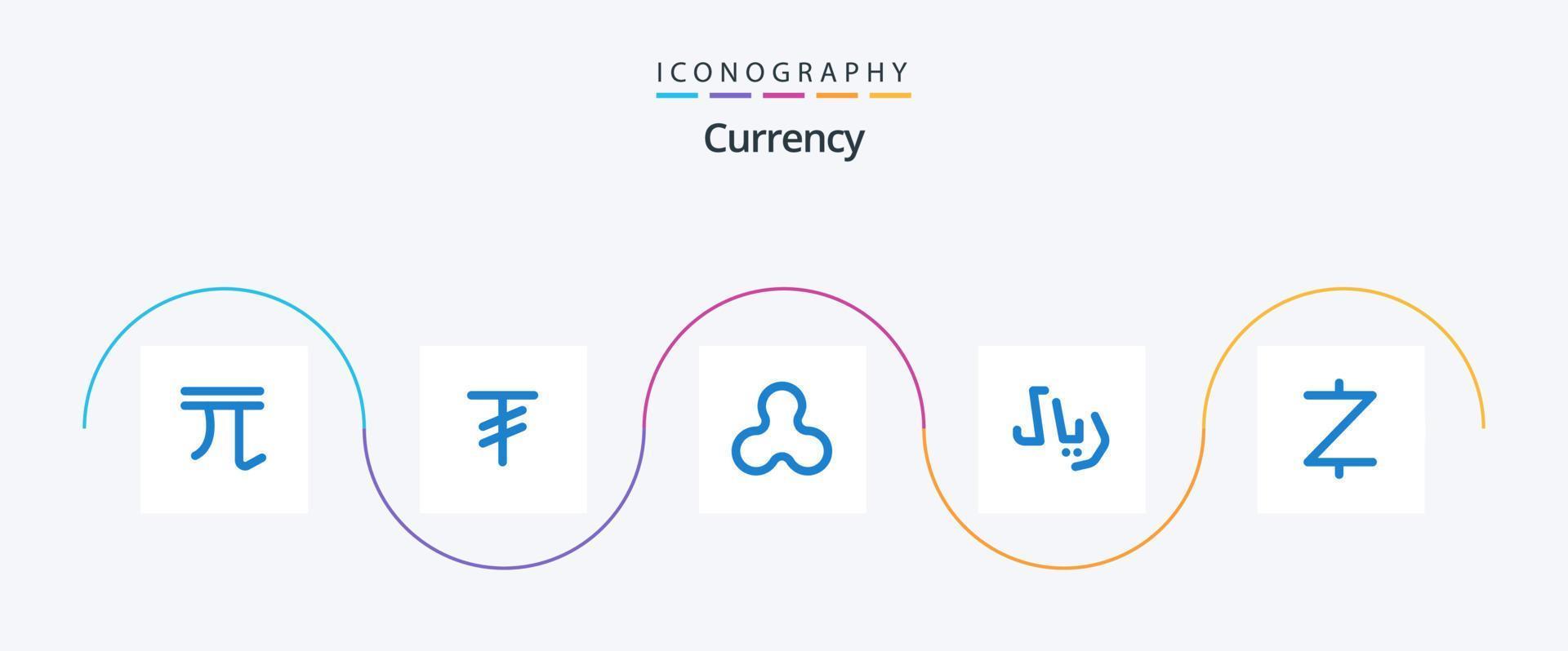 Währung blau 5 Icon Pack inklusive . Blockchain. Welligkeit. zcash. Kasse vektor