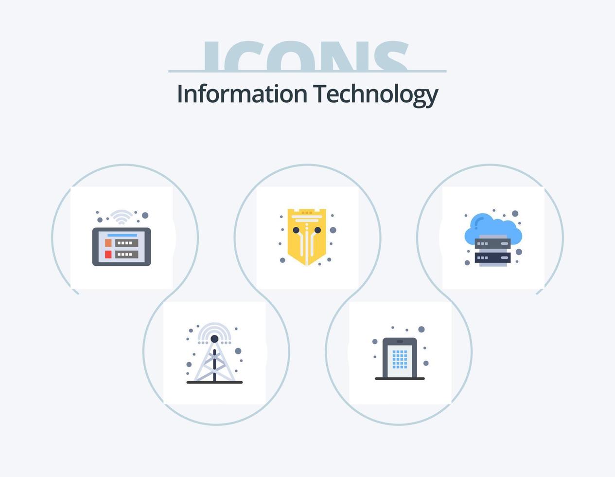 information teknologi platt ikon packa 5 ikon design. skydda. nätverk. stift koda. internet. smart vektor