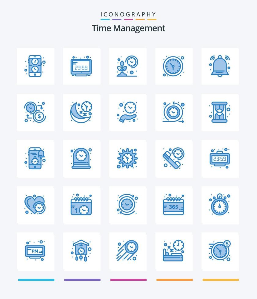kreativ tid förvaltning 25 blå ikon packa sådan som vägg Kolla på. tid. visa. klocka. växa vektor