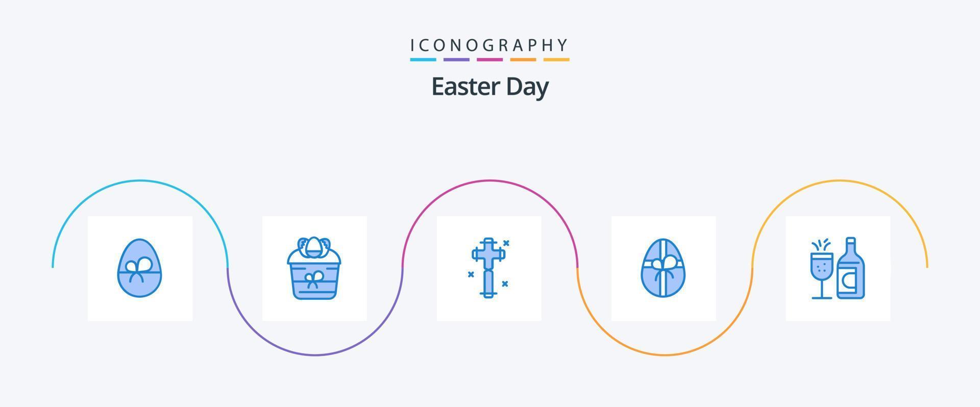 påsk blå 5 ikon packa Inklusive flaska. påsk. växt. födelsedag. påsk vektor