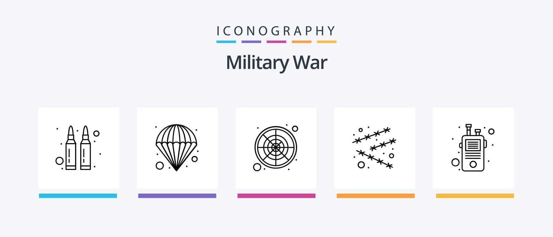 militär krig linje 5 ikon packa Inklusive bomba. tecken. syfte. skydda. armén. kreativ ikoner design vektor