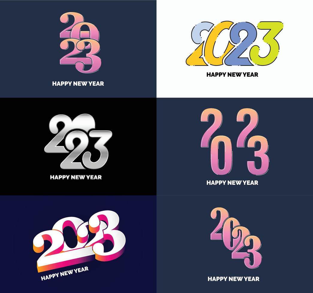 stor uppsättning av 2023 Lycklig ny år logotyp text design 2023 siffra design mall vektor