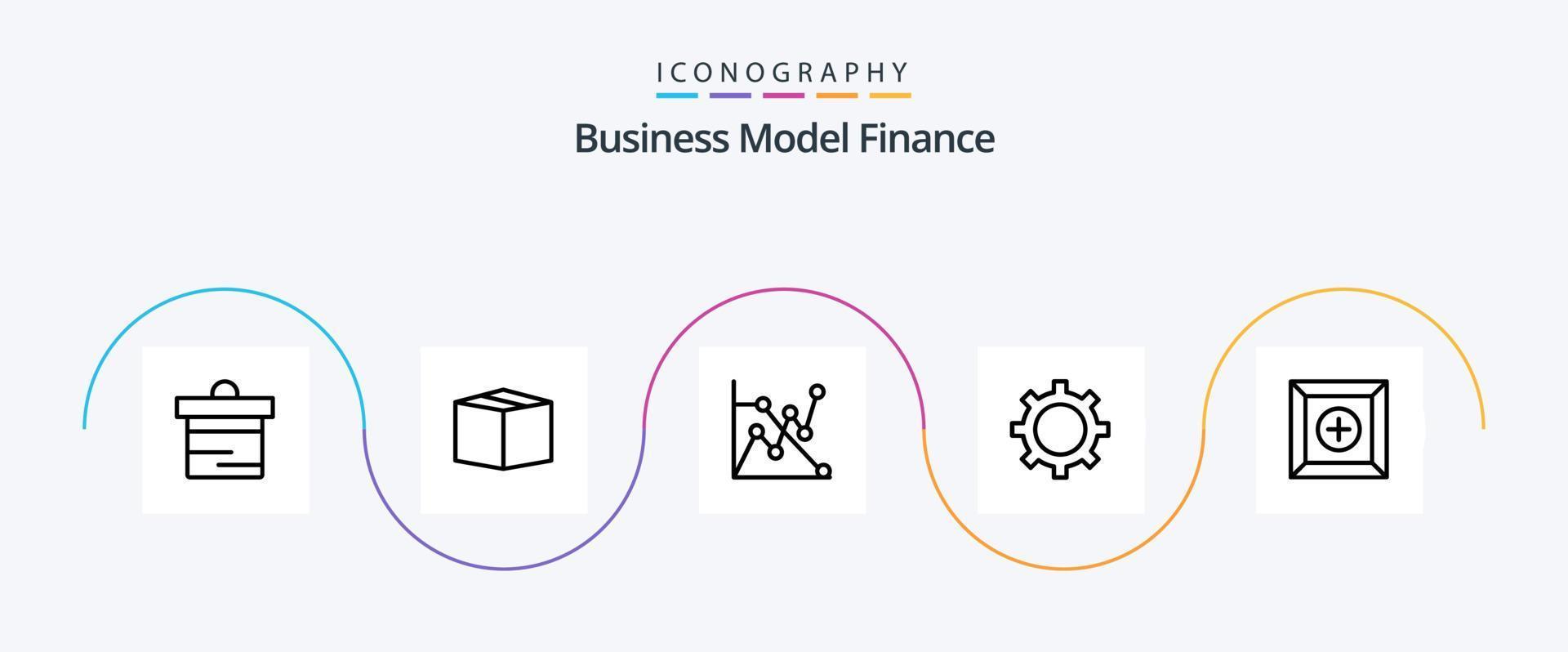 finansiera linje 5 ikon packa Inklusive . Diagram. produkt. låda vektor