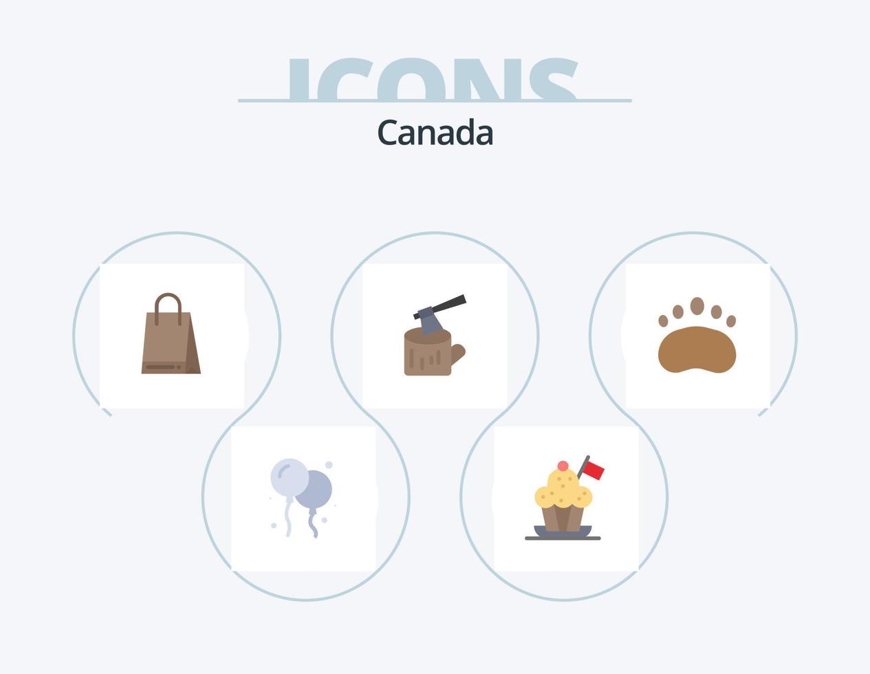 Kanada Flat Icon Pack 5 Icon Design. Logo. Abzeichen. Tasche. Holz. Protokoll vektor