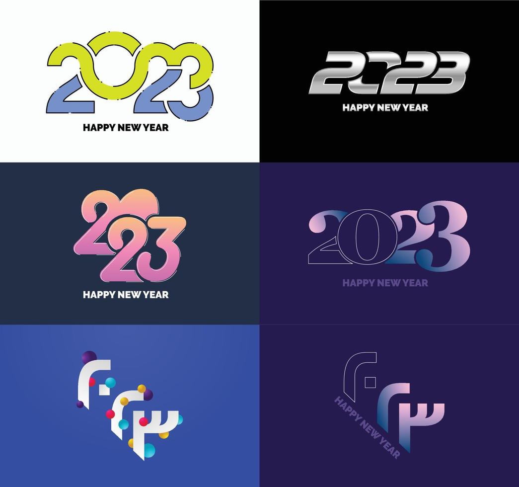 große reihe von 2023 frohes neues jahr logo text design 2023 zahlenentwurfsvorlage vektor