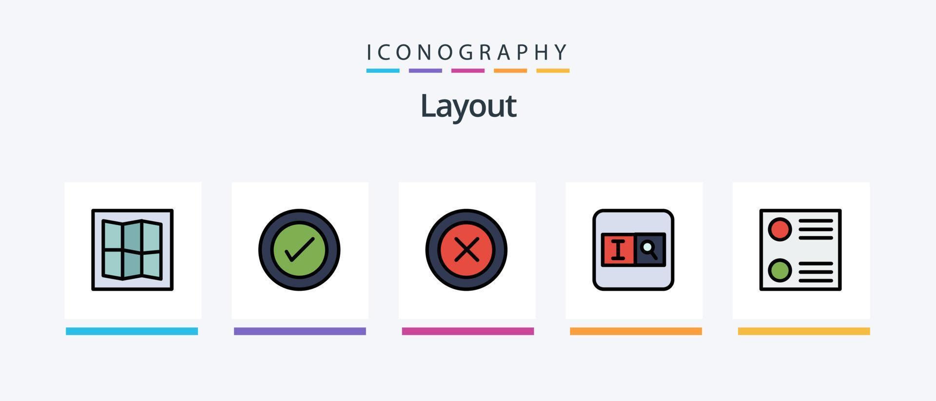 Layoutlinie gefüllt 5 Icon Pack inklusive . Layout. Liste. Schnittstelle. rahmen. kreatives Symboldesign vektor