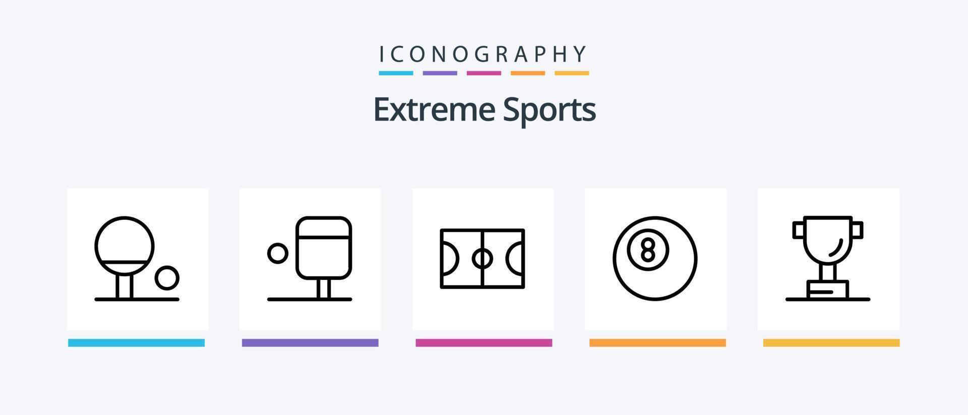 sport linje 5 ikon packa Inklusive . biljard.. kreativ ikoner design vektor