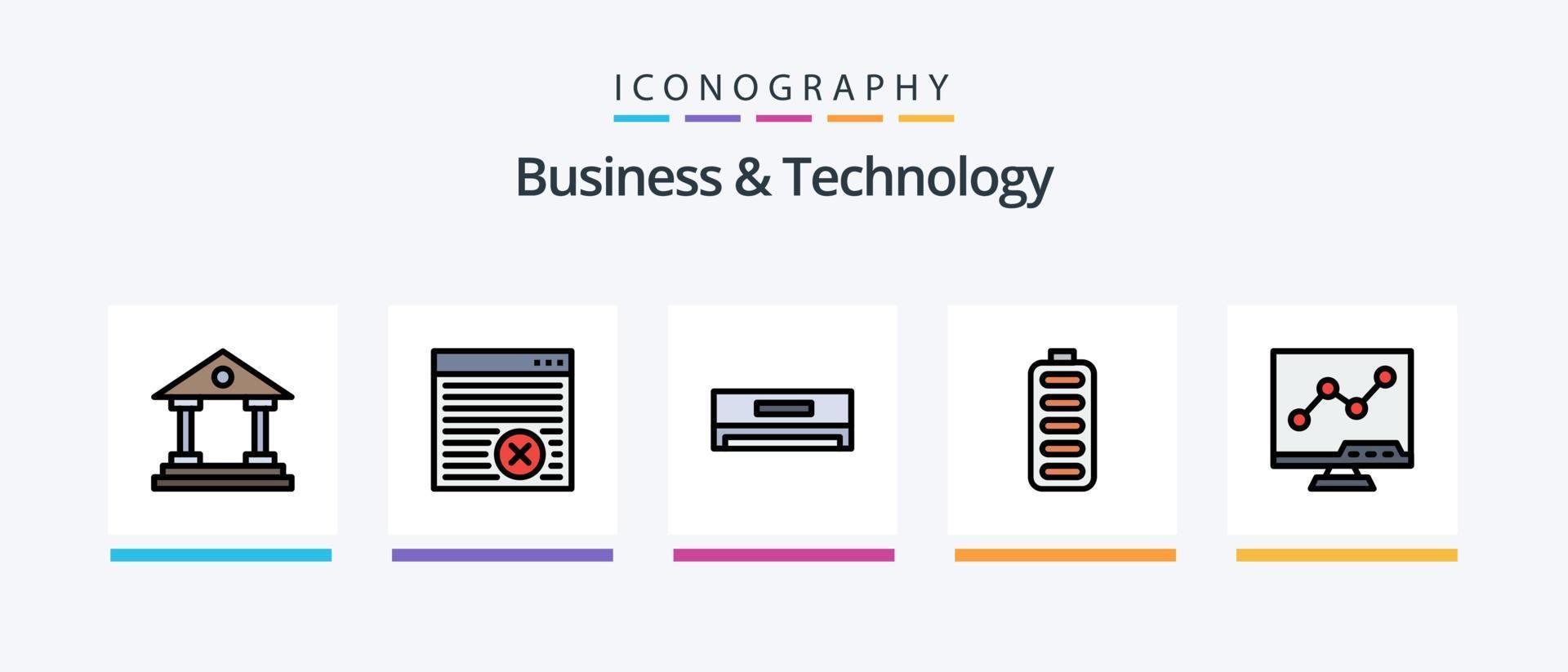 företag och teknologi linje fylld 5 ikon packa Inklusive vagn. trådlös. webbläsare. mobil. Blåtand. kreativ ikoner design vektor