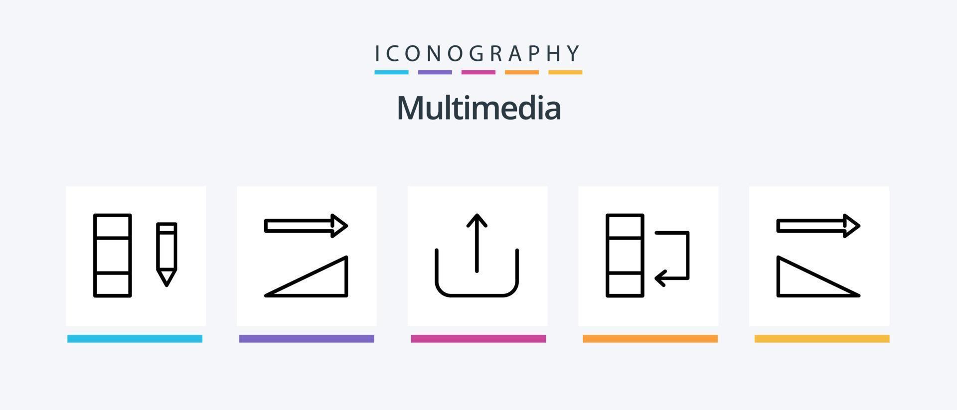 multimedia linje 5 ikon packa Inklusive . tabell. sortera. ny. sortering. kreativ ikoner design vektor