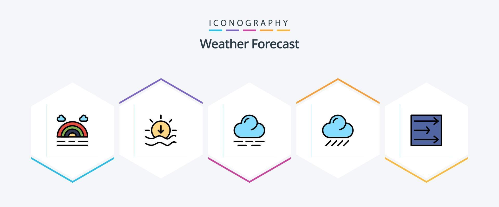 Wetter 25 Filledline Icon Pack inklusive . . Wetter. Wind. Pfeil vektor