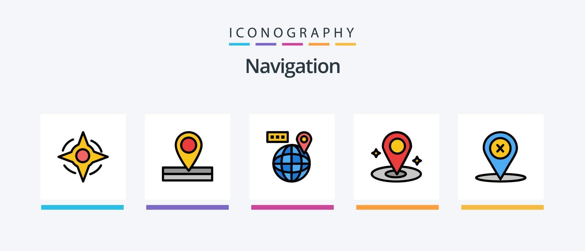 Navigationszeile gefüllt 5 Icon Pack inklusive GPS. Stift. Standort. navigieren. heim. kreatives Symboldesign vektor