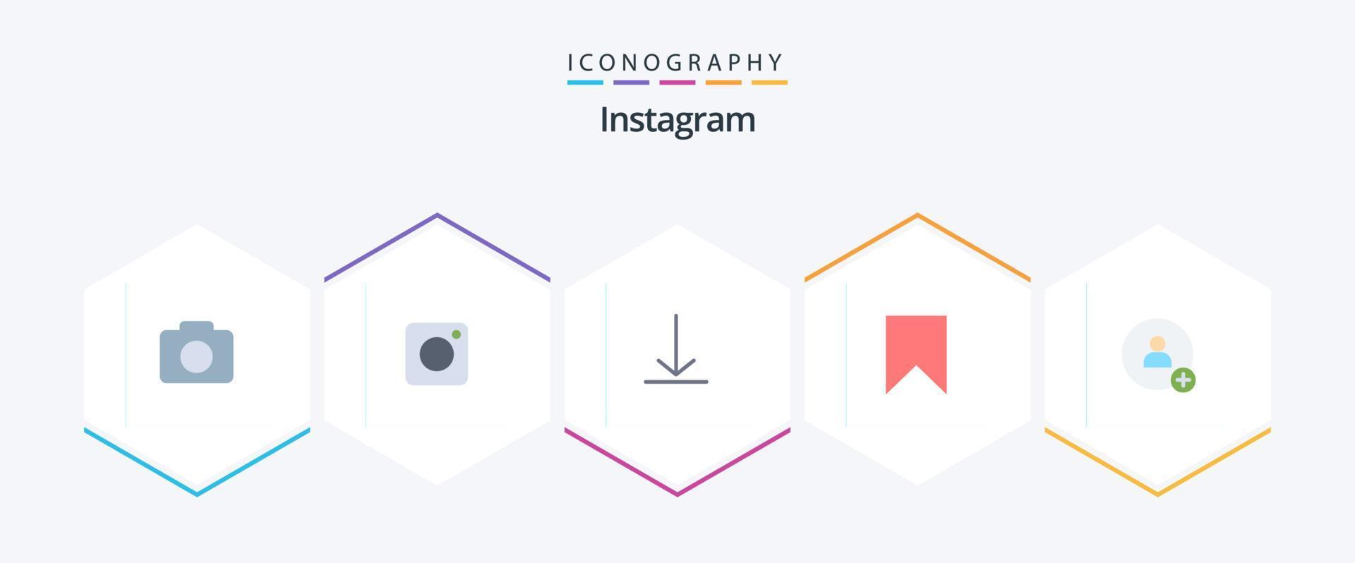 Instagram 25 Flat Icon Pack inklusive Twitter. hinzufügen. Video. Schild. Schnittstelle vektor