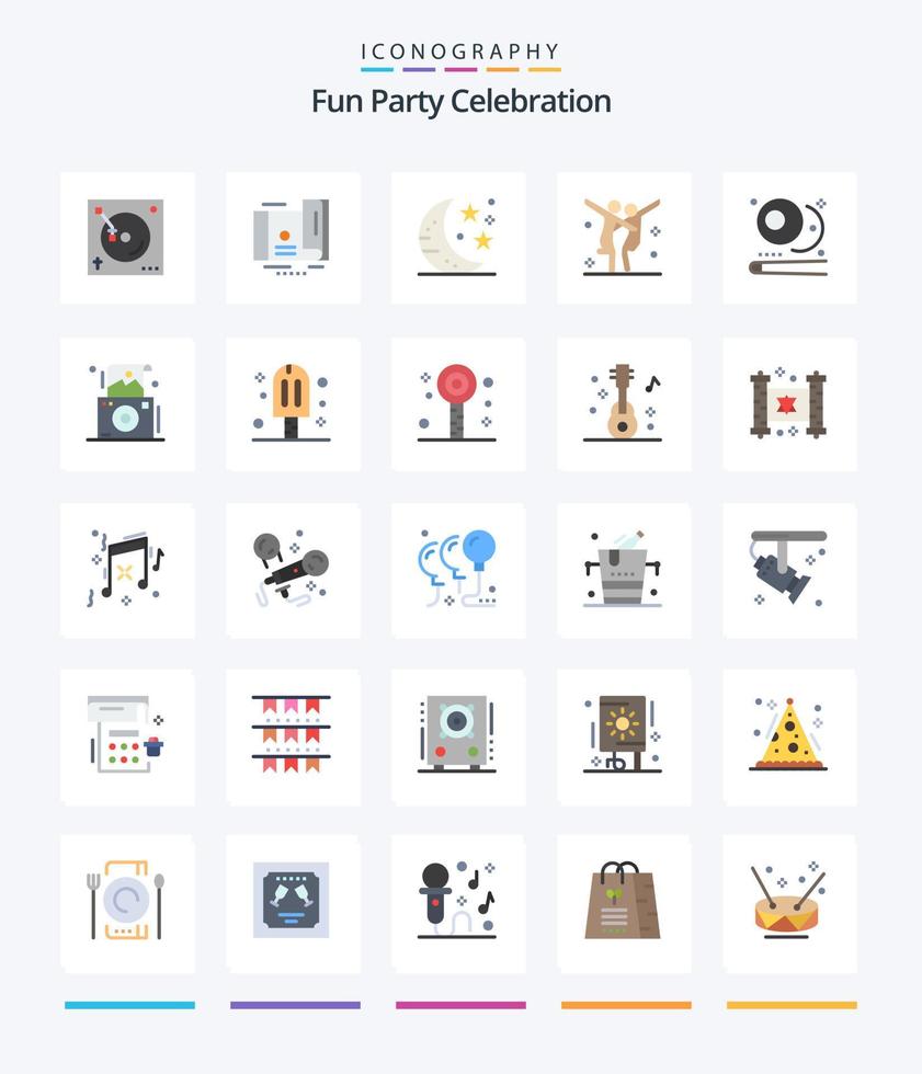 Creative Party 25 Flat Icon Pack wie Pool. Party. Bar. tanzen. Feier vektor