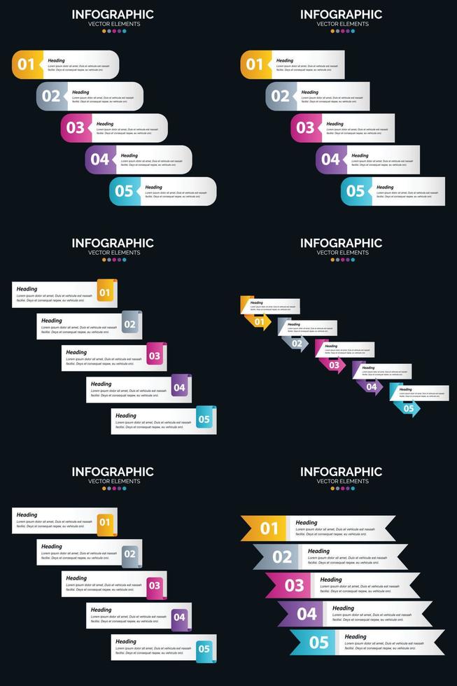 Steigern Sie Ihr Geschäft mit sechs Vektor-Infografiken in Ihren Präsentationen vektor