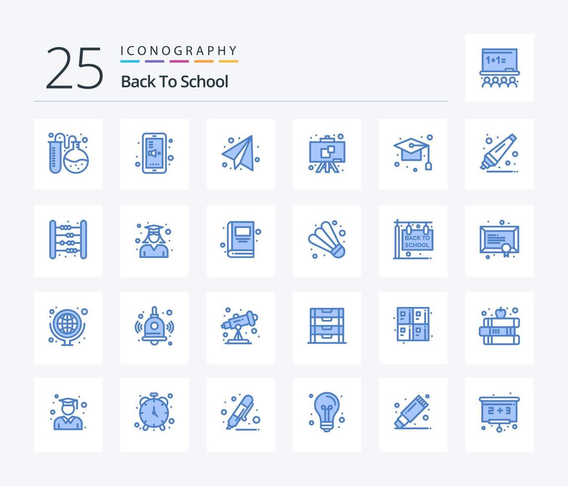 tillbaka till skola 25 blå Färg ikon packa Inklusive skola. utbildning. tillbaka till skola. keps. utbildning vektor