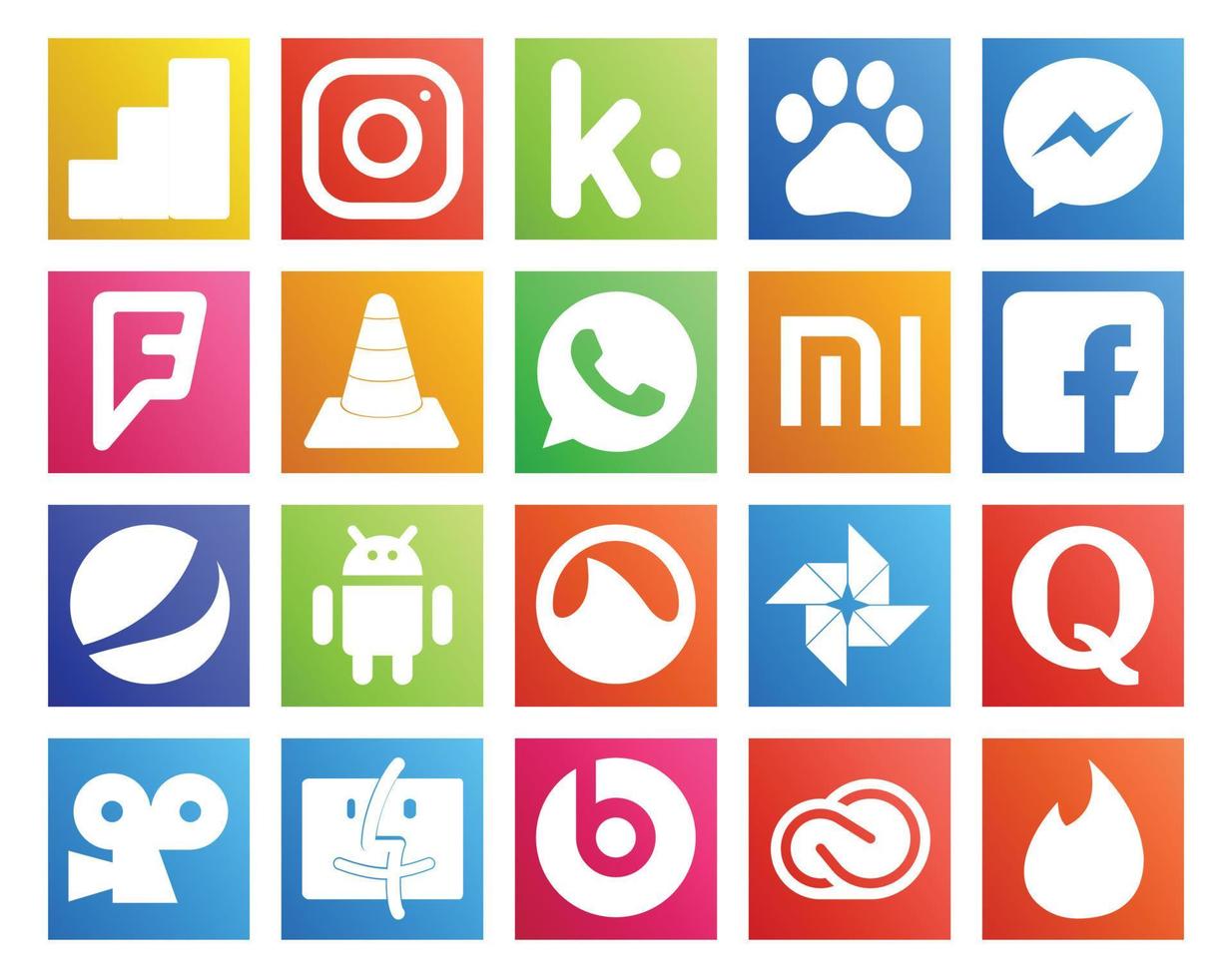 20 Social-Media-Icon-Packs inklusive Frage-Foto-Player Grooveshark Pepsi vektor