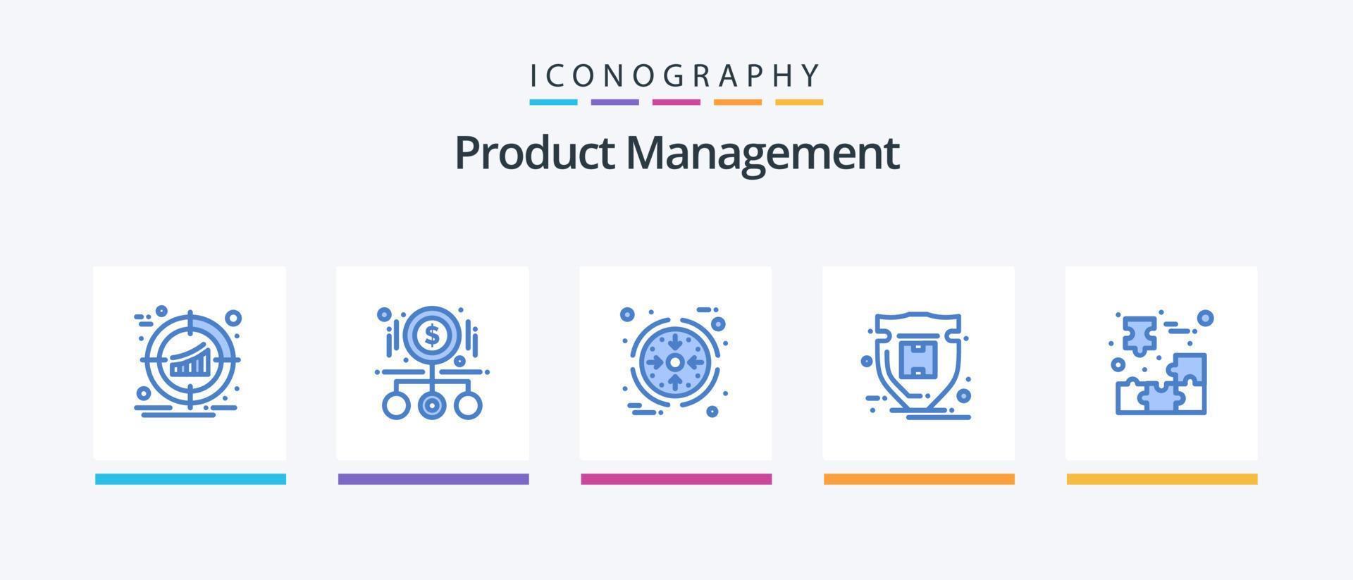 Produktmanagement Blue 5 Icon Pack inklusive Paket. Schutz. zahlen. Paket. wird bearbeitet. kreatives Symboldesign vektor