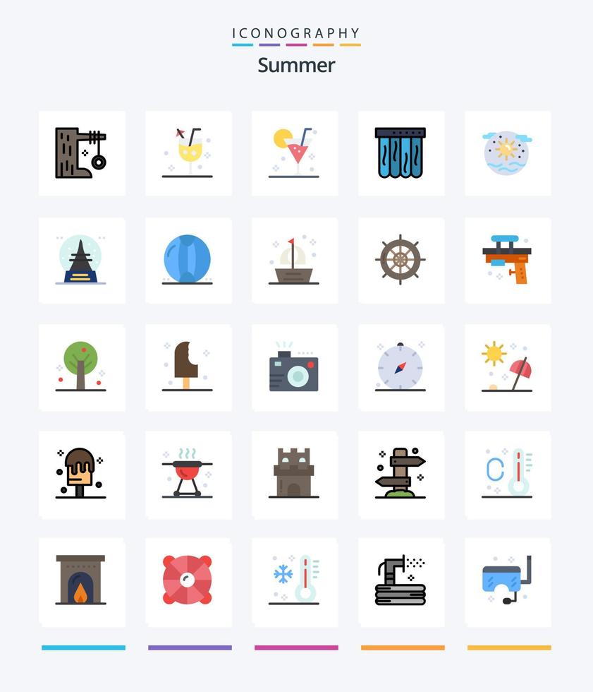 Creative Summer 25 Flat Icon Pack wie Sonne. International. trinken. Globus. Sommer vektor