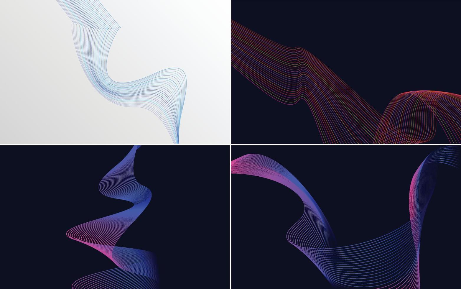 uppsättning av 4 abstrakt vinka linje bakgrunder för en professionell design. vektor