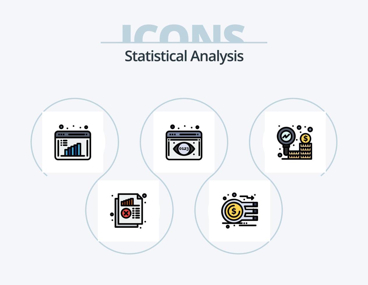 statistisk analys linje fylld ikon packa 5 ikon design. företag intelligens. redskap. företag. Diagram. analys vektor