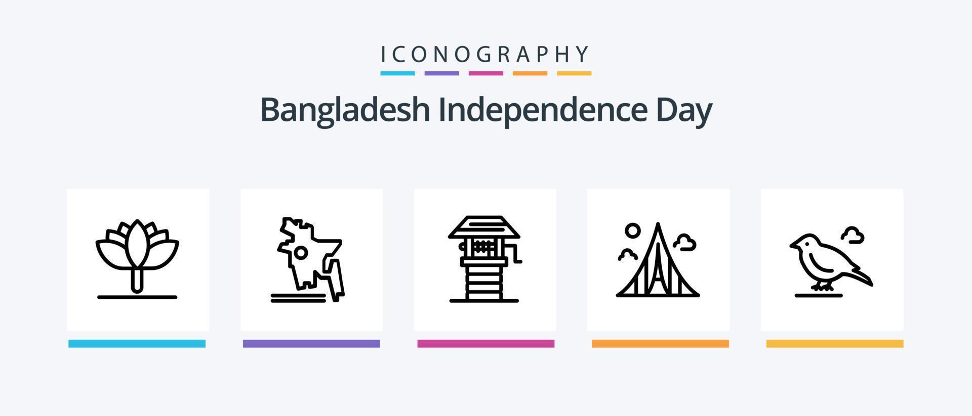 bangladesh oberoende dag linje 5 ikon packa Inklusive små. fågel. bangladeshiskt. väl. odla. kreativ ikoner design vektor