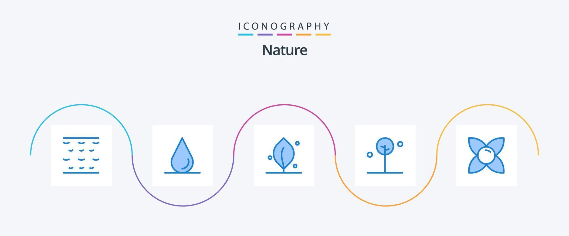 Naturblau 5 Icon Pack inklusive . Natur. Wald. Kraut. blühen vektor