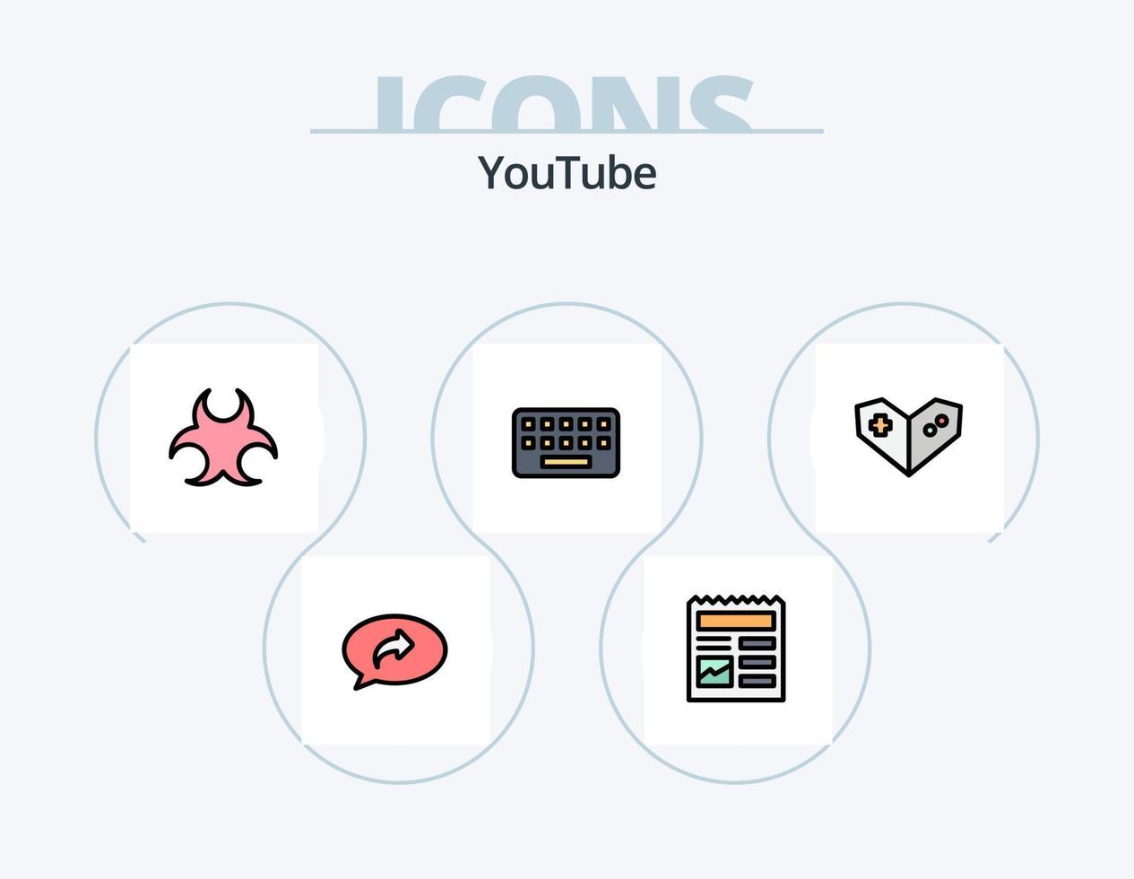 Youtube-Linie gefüllt Icon Pack 5 Icon Design. Gläser. Wissenschaft. Plaudern. Zeichen. bio vektor
