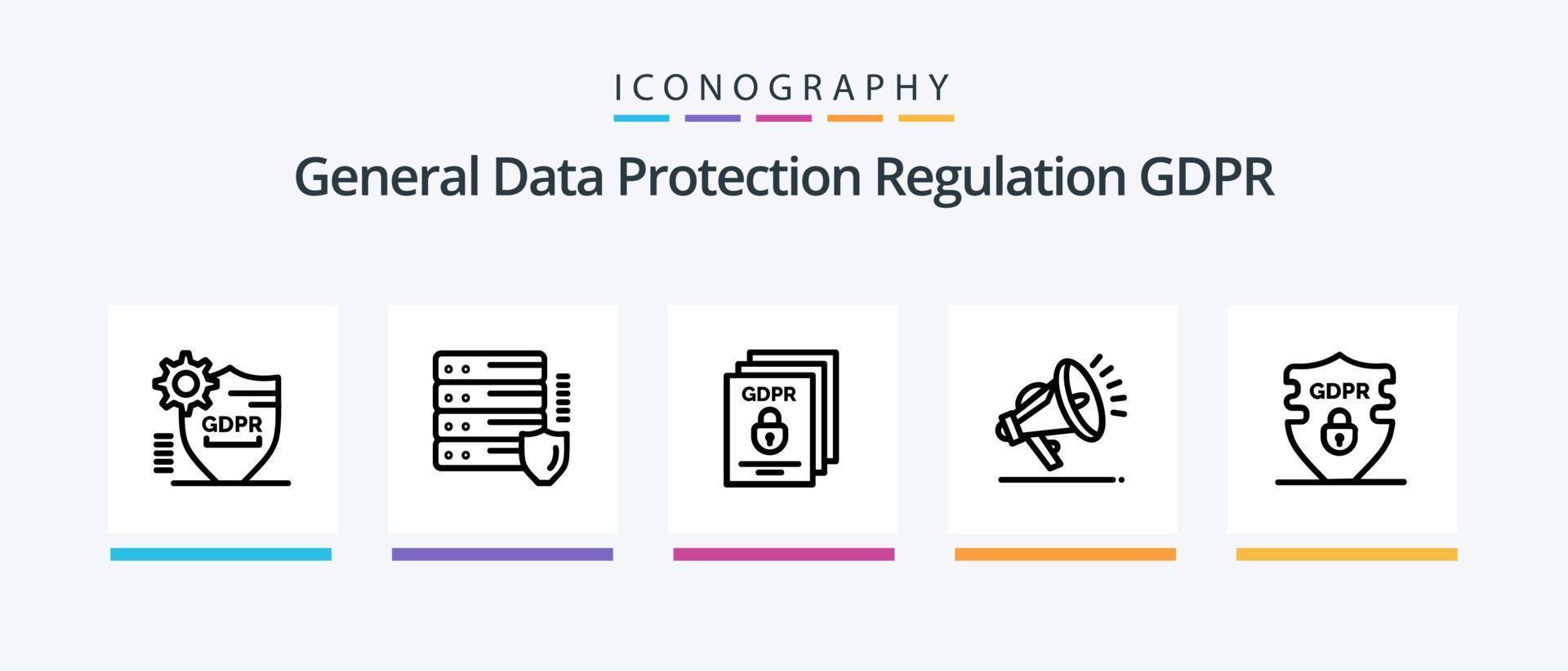 gdpr line 5 icon pack inklusive sicherheit. Alarm. Bedingungen. gdpr. schützen. kreatives Symboldesign vektor