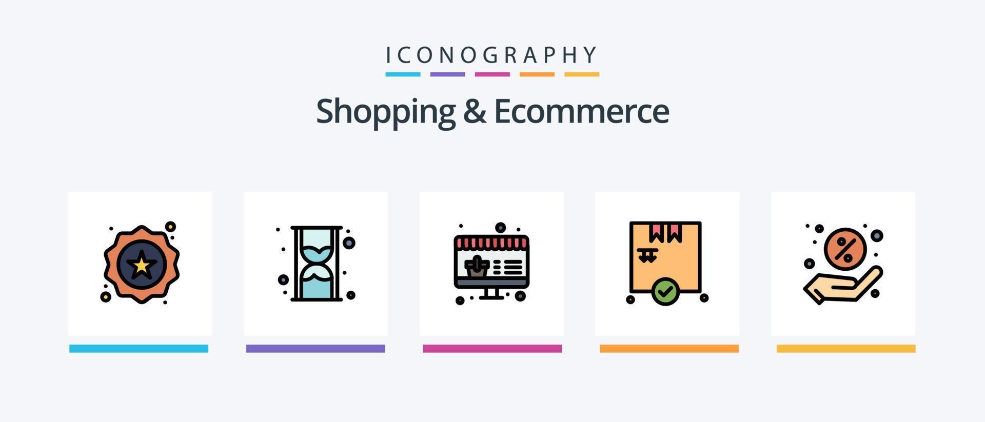 Shopping- und E-Commerce-Linie gefülltes 5-Icon-Paket inklusive Bargeld. Zeit. Berechnung. betrachten. Glas. kreatives Symboldesign vektor