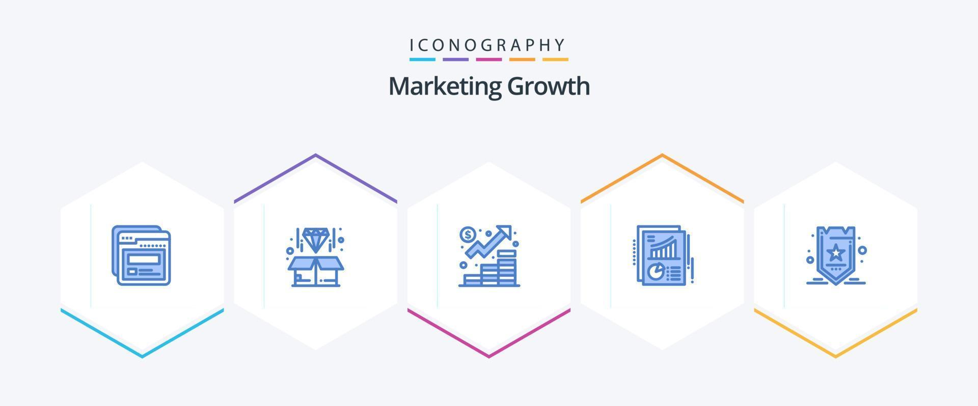 Marketingwachstum 25 blaues Symbolpaket einschließlich Marketing. Kuchen. Geschäft. dokumentieren. Marketing vektor