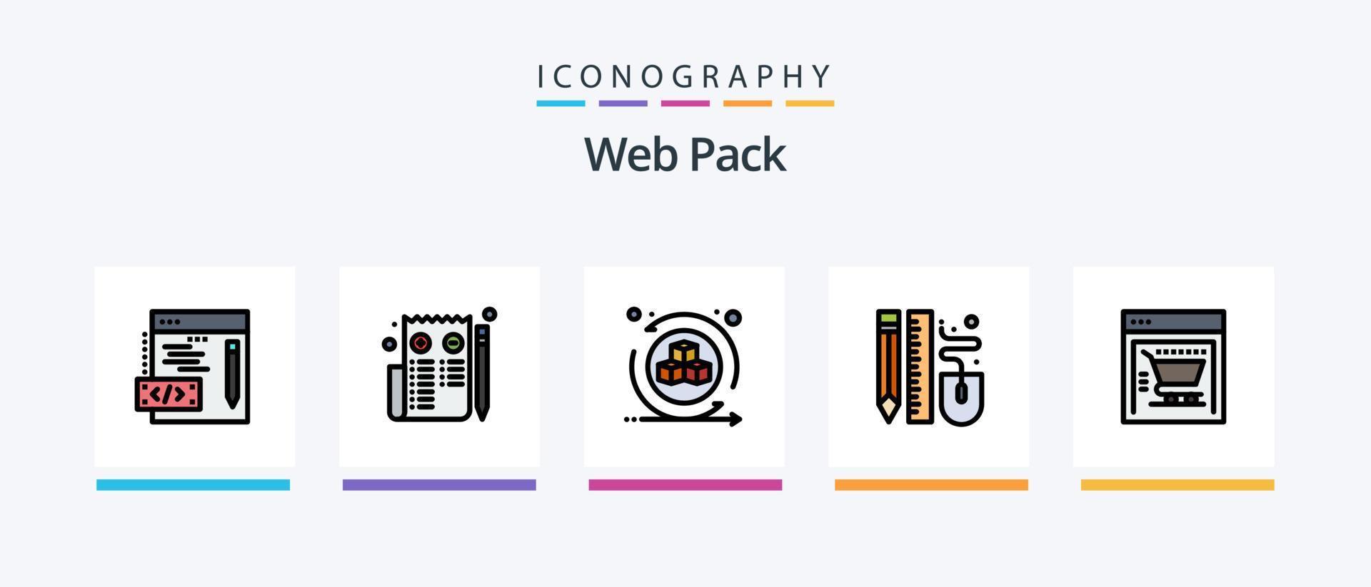 Web Pack Zeile gefüllt 5 Icon Pack inklusive . Gang. Schnittstelle. suchen. Einkaufswagen. kreatives Symboldesign vektor