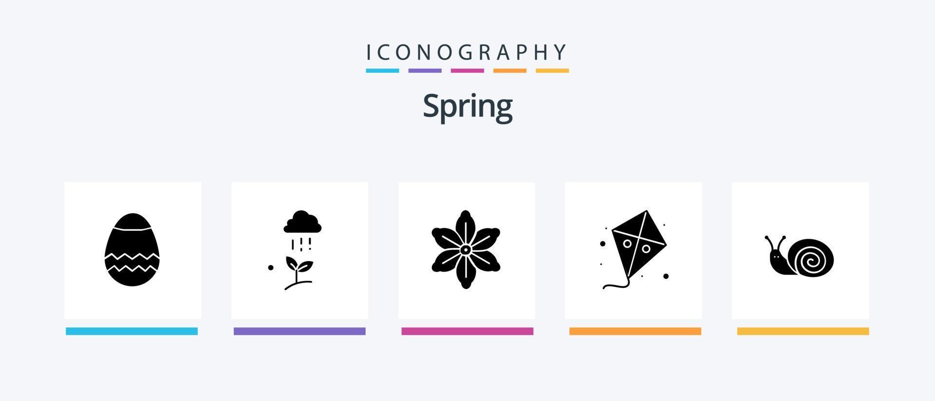 vår glyf 5 ikon packa Inklusive påsk. vår. blomma. drake. flyga. kreativ ikoner design vektor