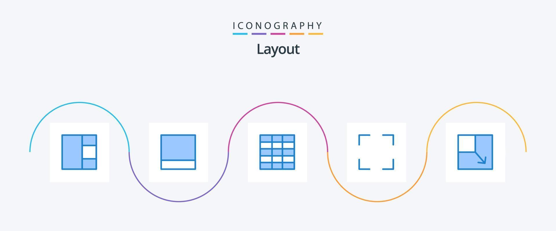 Layout Blue 5 Icon Pack inklusive . Layout. vektor