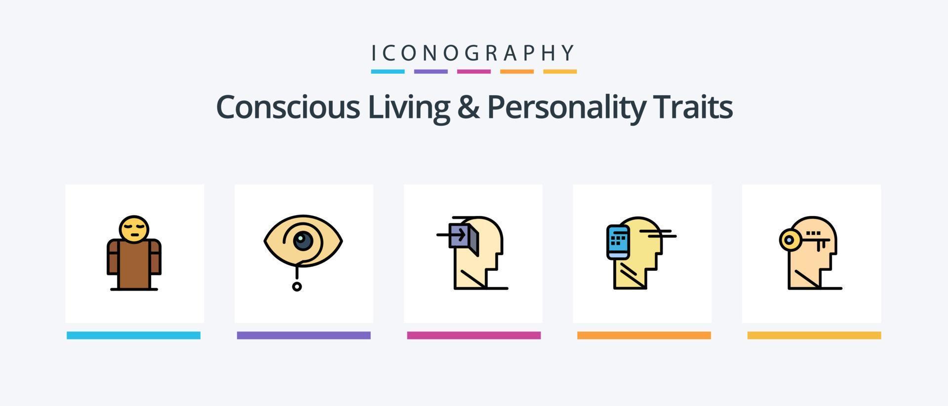 Bewusstes Leben und Persönlichkeitsmerkmale Linie gefüllt 5 Icon Pack einschließlich Mann. menschlich. Menschen. Person. menschlich. kreatives Symboldesign vektor