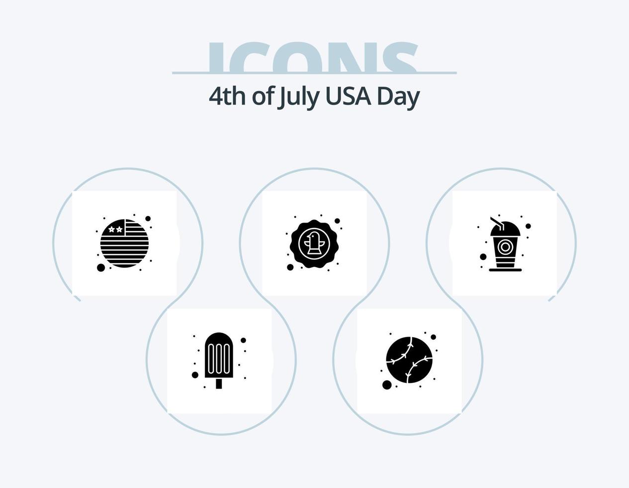 USA glyf ikon packa 5 ikon design. dryck. flaska. flagga. bricka. firande vektor