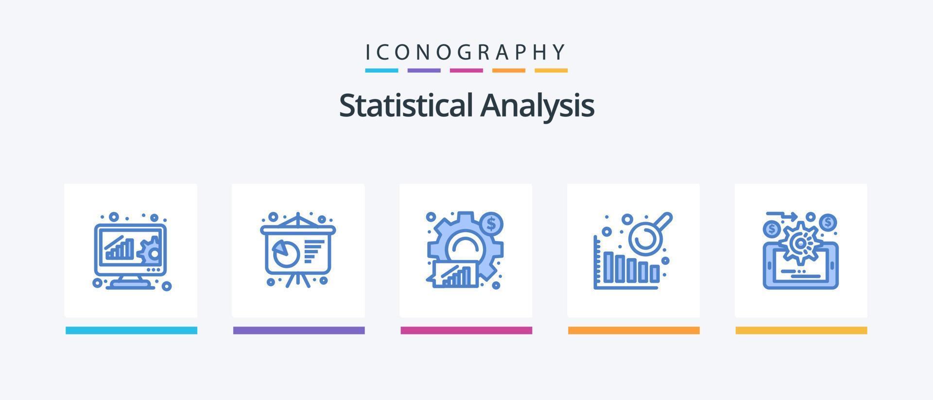 Statistische Analyse Blue 5 Icon Pack inklusive . Datenmanagement. Analytik. Analytik. Business Intelligence. kreatives Symboldesign vektor